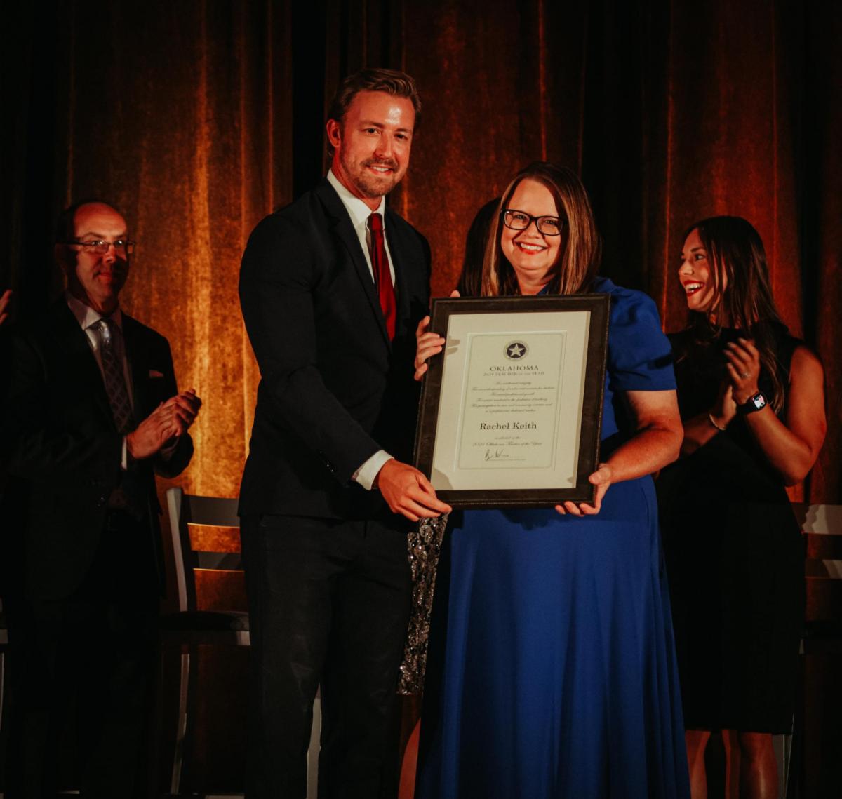 2015 Oklahoma Teacher of the Year, Jason Proctor and State Superintendent, Janet Baressi